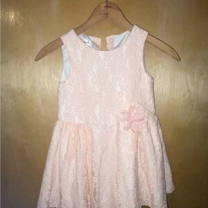 Charming Floral Lace Kids Dress in Soft Pink